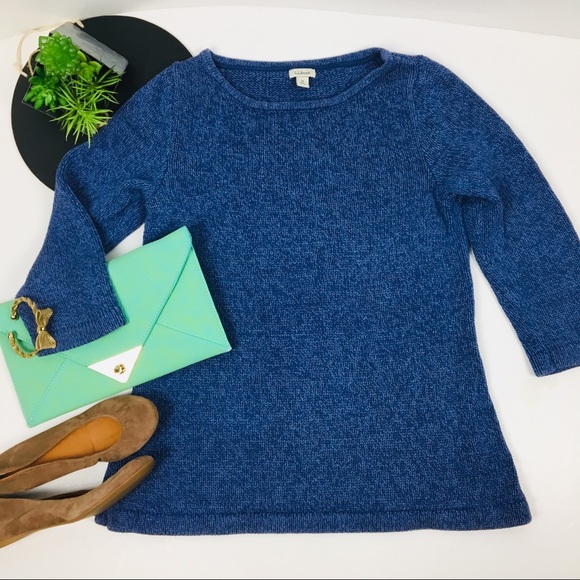 L.L. Bean Sweaters - LL Bean Cotton Marled Knit 3/4 Sleeve Crew Neck M